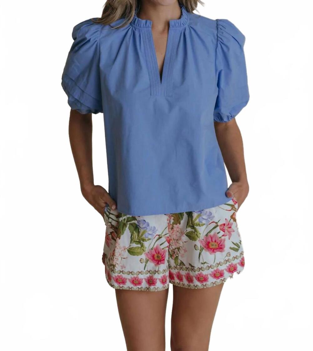 NEW LAROQUE women's alix blouse in french blue